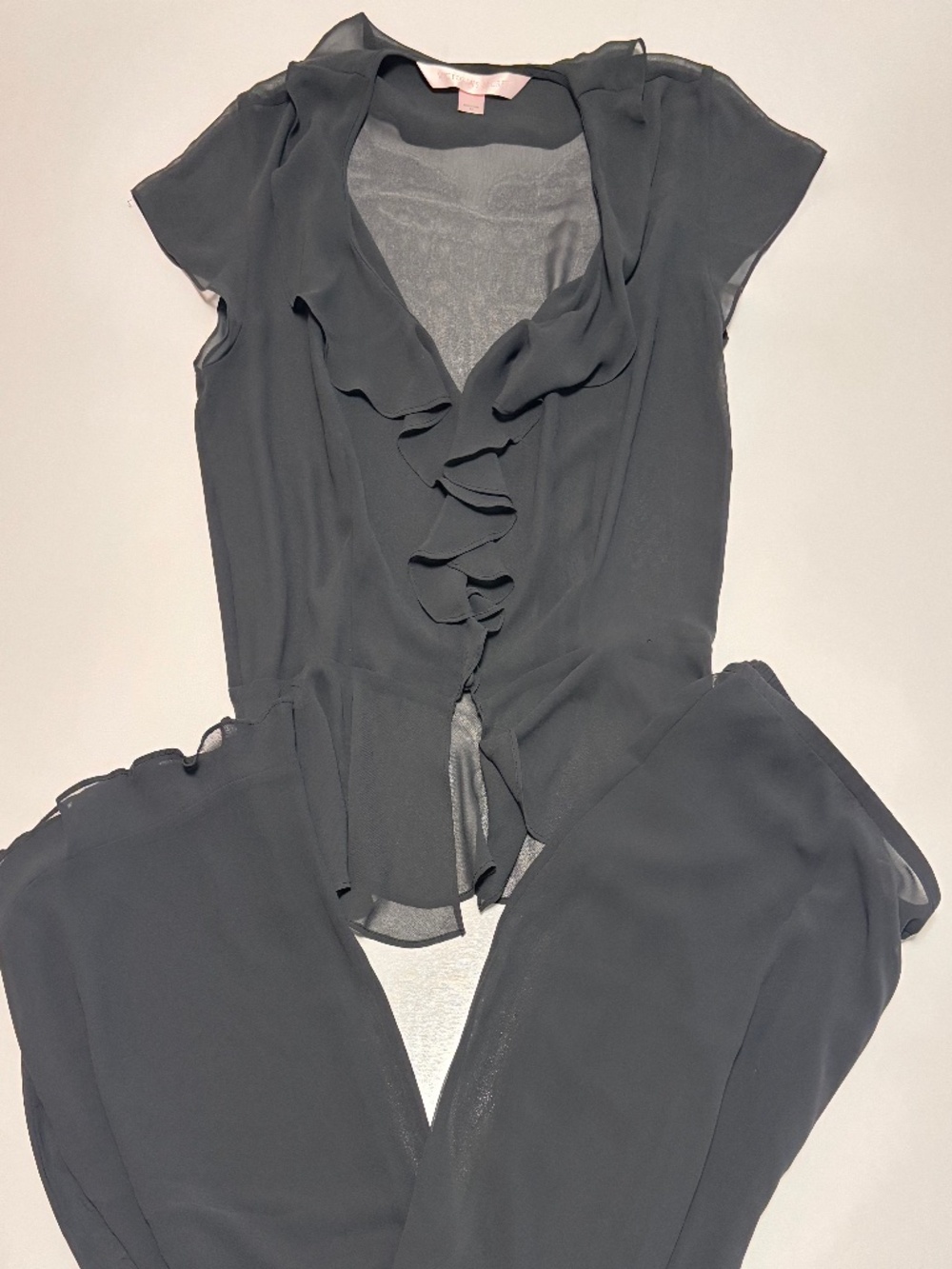 Womens Black Vintage Victoria Secret Lingerie Blouse and Pant Set Size Medium
